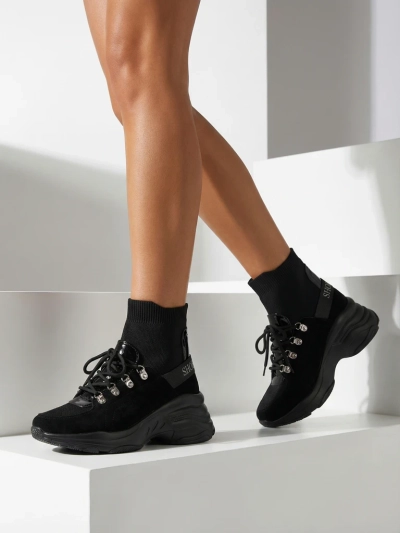 Royalfashion Dámske čierne zateplené tenisky Aleppo