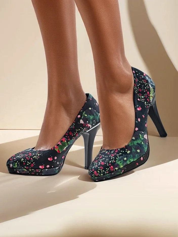 Royalfashion Dámske kvetinové vysoké podpätky Floweere