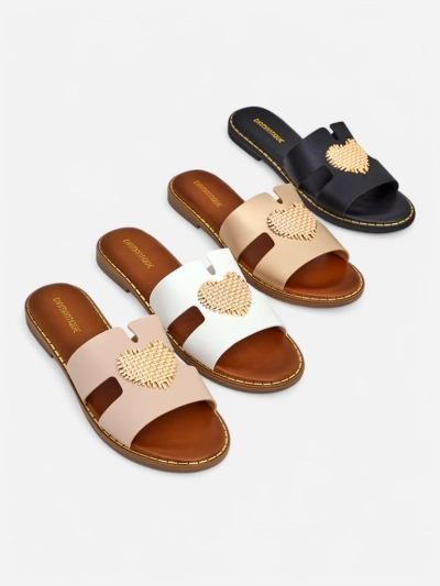 Royalfashion Dámske žabky so srdcom Zlaté srdce