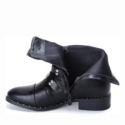 Czarne workery z czterema sprzączkami Bell- Obuwie