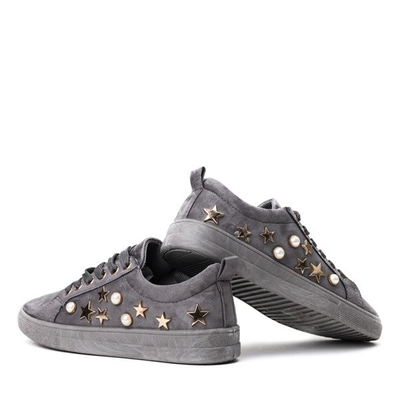Szare tenisówki z ozdobami Jasan - Obuwie