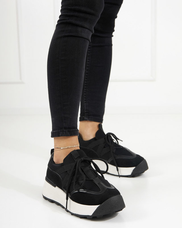 OUTLET Čierna dámska športová obuv s vyššou podrážkou Kanislo - Obuv