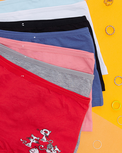 Viacfarebné dámske boxerky s potlačou 7 / bal PLUS VEĽKOSŤ - Spodná bielizeň