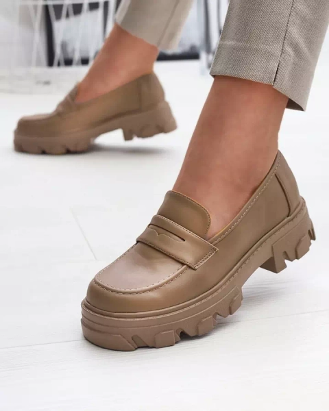 Dámske svetlohnedé mokasíny na pevnej podrážke Desika - Obuv