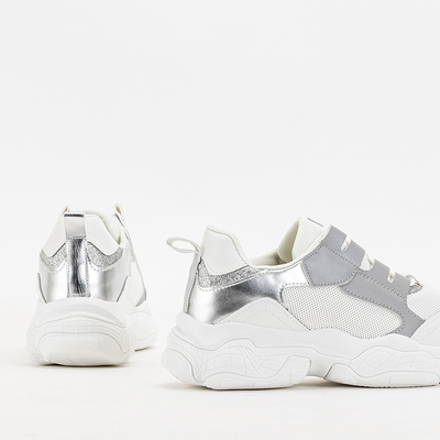 Biele dámske tenisky na platforme so striebornými vsadkami značky Verica - Footwear