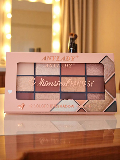 ANYLADY Paleta 12 očných tieňov s trblietavým a matným efektom Golden Chocolate Fudge
