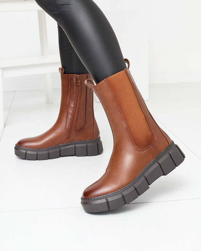 Dámske čižmy na platforme ťavej farby Couell - Obuv