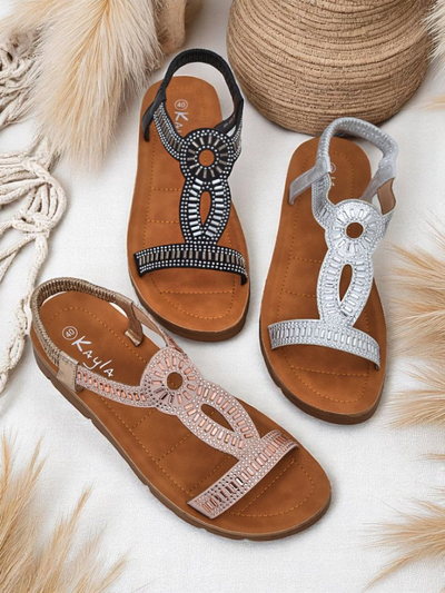 Royalfashion Dámske sandále Ava Shine s ozdobnými remienkami