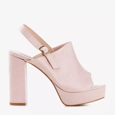 OUTLET Svetloružové eko semišové sandále na vyššom stĺpiku Tripsi-Shoes