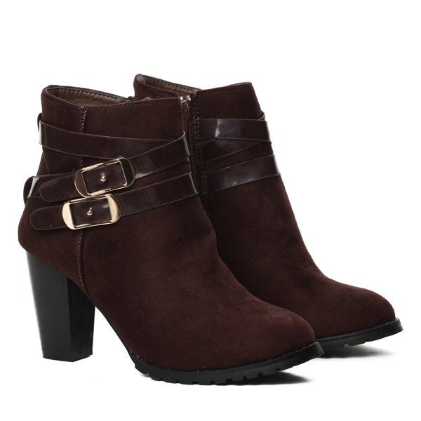 OUTLET Brązowe botki na słupku Ortona - Obuwie