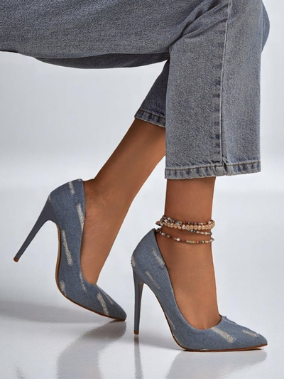 Royalfashion Dámske lodičky na vysokom opätku Denim Chic