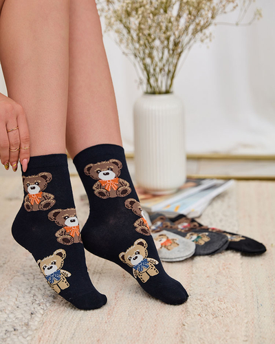 Royalfashion Viacfarebné dlhé dámske ponožky s medvedíkmi 5 ks