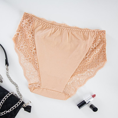 Dámske béžové čipkované nohavičky PLUS VEĽKOSŤ - Spodná bielizeň