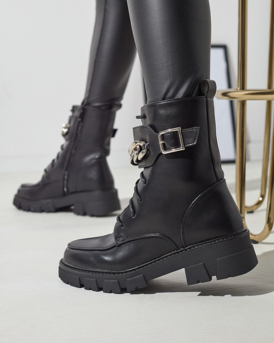 Zateplené čierne bagger topánky pre ženy Effpi- Obuv