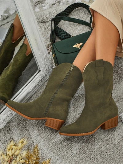 Ženski kavbojski škornji iz eko semiša SpireHush