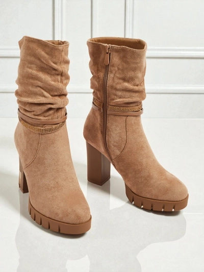 Ženski eko semiš gležnarji s peto BrambleDusk