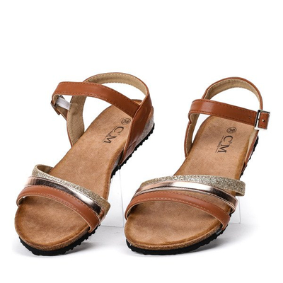 Hnědé sandály na ploché podrážce Soft Sparkle - Footwear 1