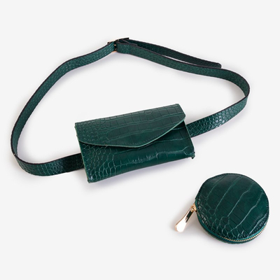 Zelená dvojdielna ľadvinka a'la hadej kože - Kabelky