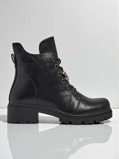 Eko usnjeni ženski gležnarji z vezalkami Veltih