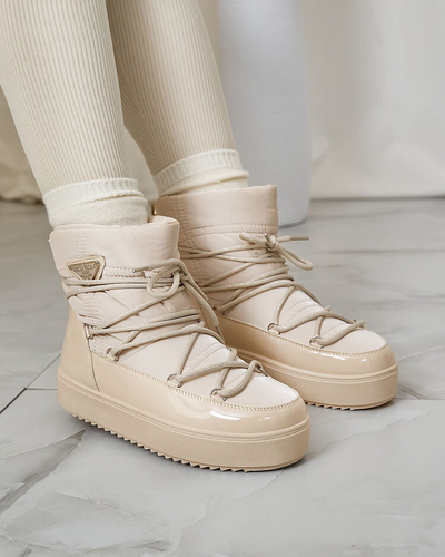 Royalfashion Dámske slip-on čižmy a'la snow boots v béžovej farbe Nevsone