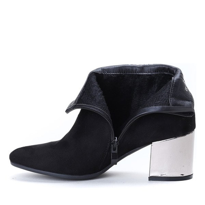 Czarne botki na metalicznym słupku Hypnotized - Obuwie