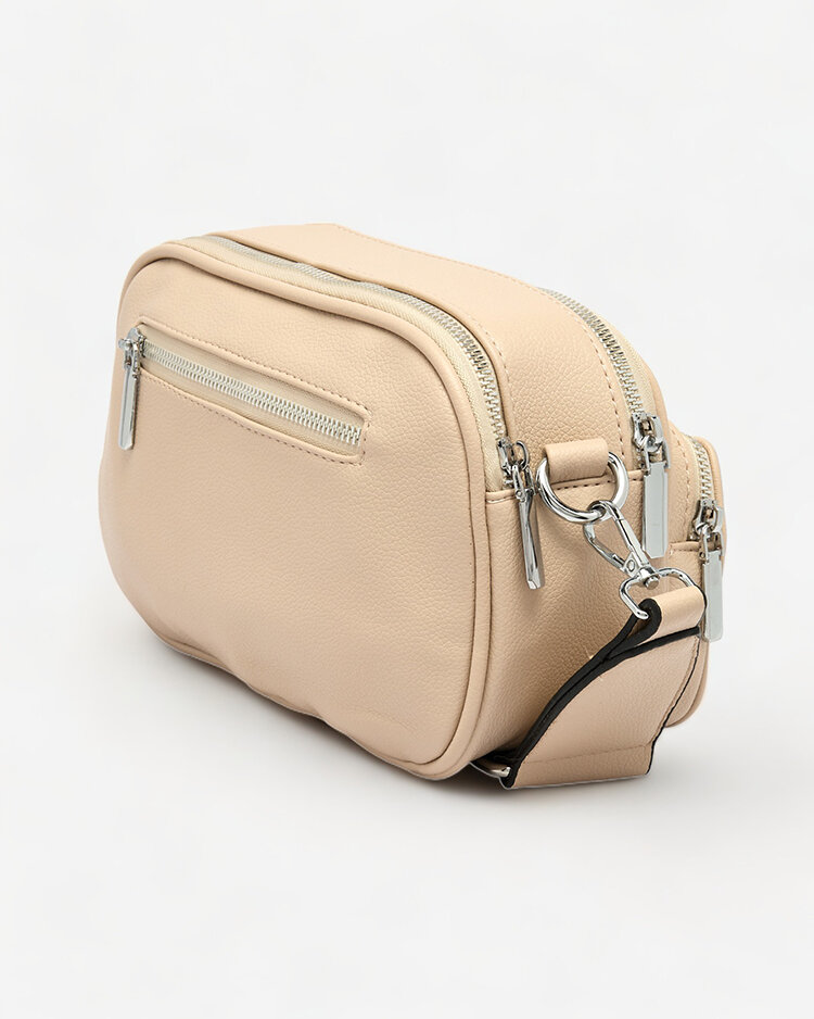 Royalfashion Dámska malá kabelka svetlohnedej farby s nápisom