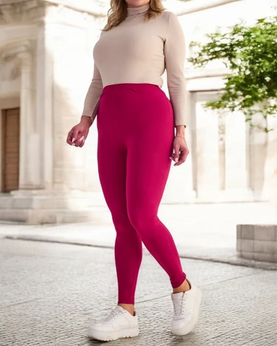 Bordové dámske bambusové legíny PLUS SIZE - Oblečenie