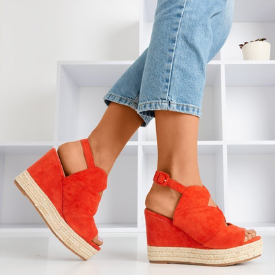 Oranžové dámské sandály na klíně Orsa - Obuv 1