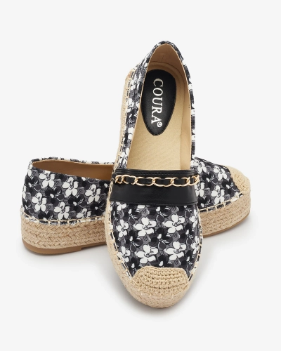 Čierne kvetinové espadrilky Azzaxi- Obuv