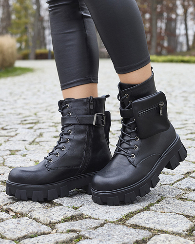 OUTLET Čierne dámske bagger topánky s vreckom Feffle- Obuv