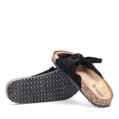 Černé žabky s mašlí Quinky - Obuv 1