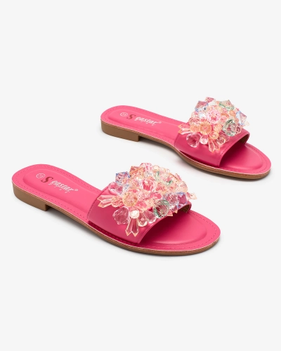 Royalfashion Fuchsiové dámske žabky s farebnými kryštálmi Bling Breeze
