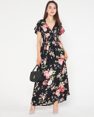 Vzdušné čierne dámske šaty s krátkym rukávom - Oblečenie