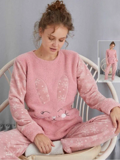 Royalfashion Dámske pyžamo s králikom, polar-like