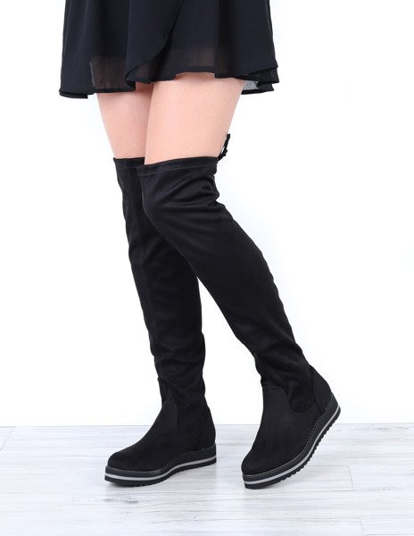 Czarne kozaki na platformie Emily - Obuwie