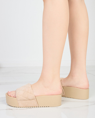 Béžové dámske prešívané sandále na platforme Koriner - Obuv