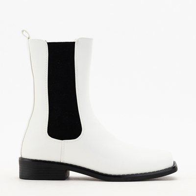 Dámske biele čižmy so štvorcovou špičkou Pyroqe - Obuv