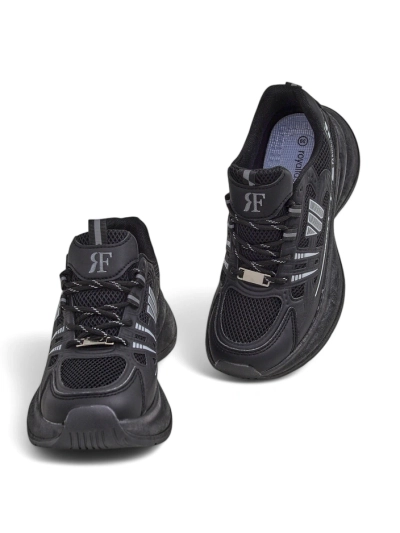 Ženski športni čevlji Royalfashion Hypatia črni s plosko peto 5 cm