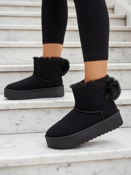 Royalfashion Dámske čižmy a'la snow boots v čiernej farbe Goroggo