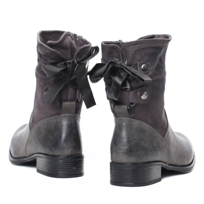 Szare, ocieplane botki Francesca- Obuwie