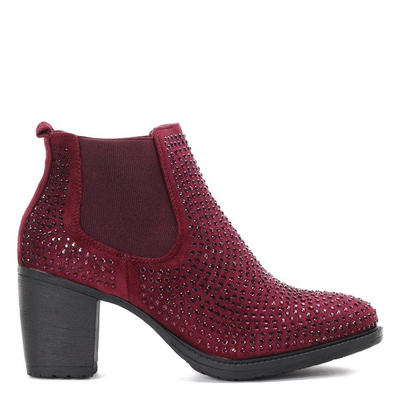 Bordowe botki z cyrkoniami Celine - Obuwie