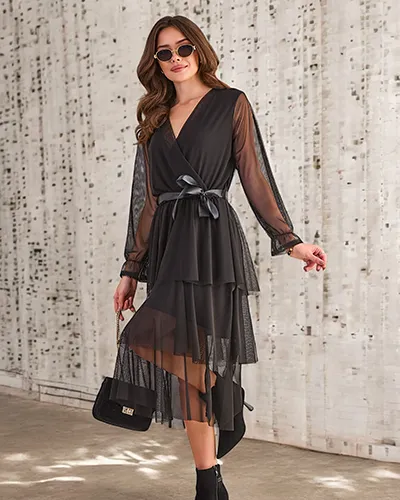 Royalfashion Ženské dlhé šaty s volánikmi