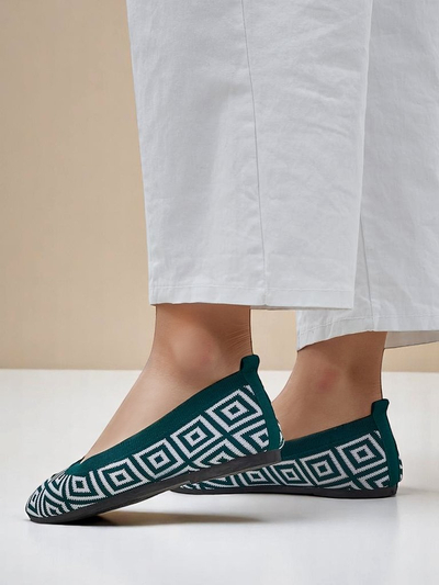 Royalfashion Fabric dámske balerínky z látky s geometrickou potlačou Metrické