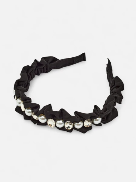 Royalfashion Naglavni trak za lase z nabiranjem in biseri