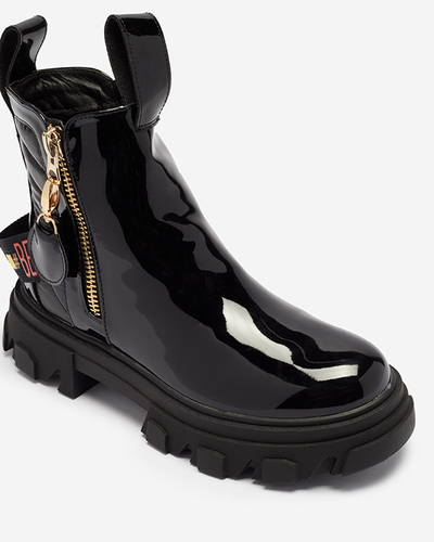 Dámske čierne lakované čižmy Osallu - Footwear