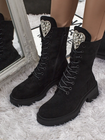 Eko semiš ženski gležnarji z vezalkami Emelune