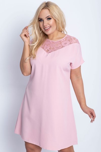 Růžové krajkové šaty PLUS PLUS - Šaty 1