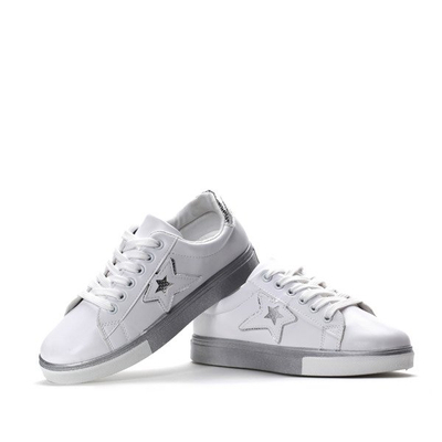 Biało-srebrne tenisówki z gwiazdką - Obuwie