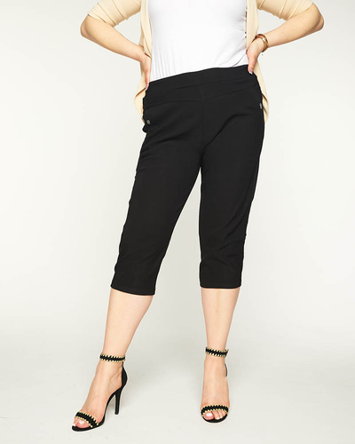 Čierne dámske látkové šortky 3/4 PLUS SIZE - Oblečenie