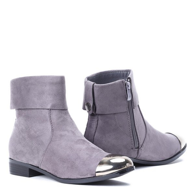 Szare sztyblety z metalicznym noskiem Yoon- Obuwie